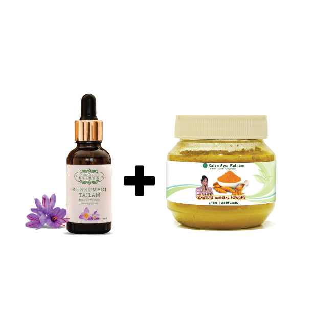 Premium Kumkumadi Thailam (15ml) + Kasturi Manjal Powder (100g)