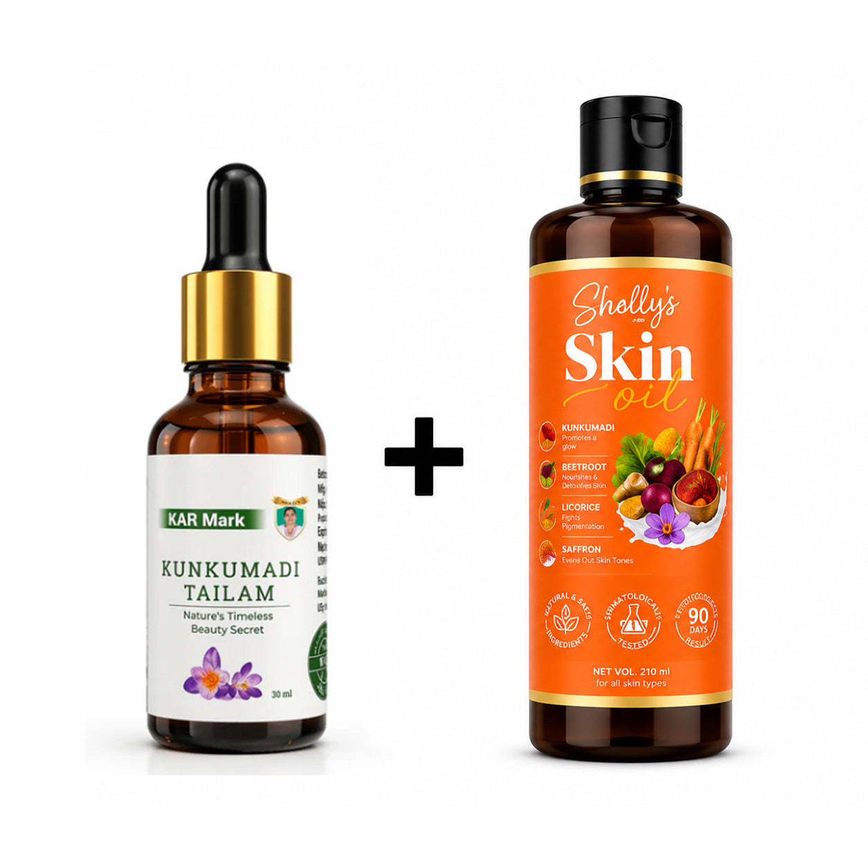 Premium Kumkumadi Thailam ( 25% Extra Saffron & Goat Milk ) 15 ml+ Sholly's Skin Oil 200 ml